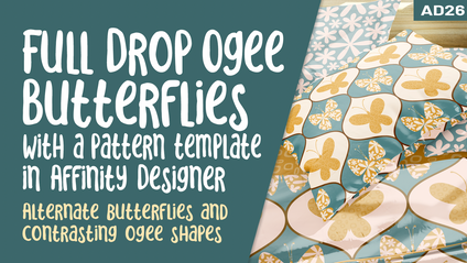 Product image for Affinity Designer 026 - Ogee Full Drop Reflected Repeat Butterfly Pattern with Template