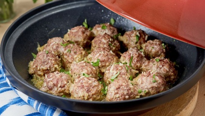 Product image for Moroccan Ground Beef and Rice Meatballs Tagine (Kefta Bel Harch)