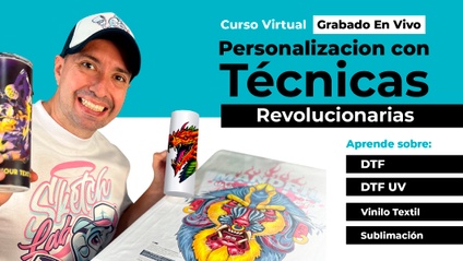 Product image for CURSO VIRTUAL: TECNICAS DE PERSONALIZACION (Sublimación, DTF Textil, UV DTF y Vinilos)