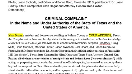 Product image for Wilson County Floresville ISD Bond Cap Criminal Complaint