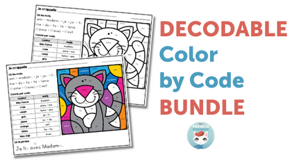 Product image for French Decodable Color by Code Activity Worksheets Bundle