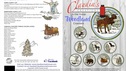 Product image for Claudia's "In the Hoop" Woodland Coasters