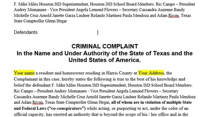 Product image for Harris County ISD Bond Cap Criminal Complaint 