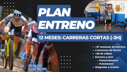 Product image for 12 MESES ENTRENO CARRERAS y CICLOTURISTAS CORTAS (-3h MTB y Carretera)