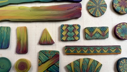Product image for BUNDLE: Beginner Polymer Clay Kaleidoscope Caning and Intermediate Polymer Clay Kaleidoscope Caning with Sarah Shriver