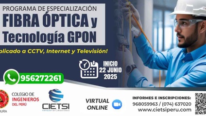 Product image for PROGRAMA DE ESPECIALIZACIÓN EN FIBRA ÓPTICA Y TECNOLOGÍA GPON 2025
