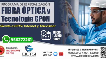 Product image for PROGRAMA DE ESPECIALIZACIÓN EN FIBRA ÓPTICA Y TECNOLOGÍA GPON 2025