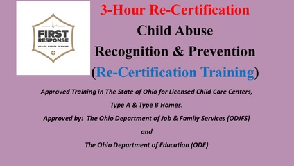 Product image for 3-Hr Child Abuse Recognition and Prevention (Re-certification Training)