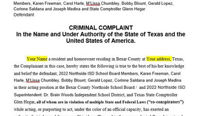 Product image for Bexar County Northside ISD Bond Cap Criminal Complaint