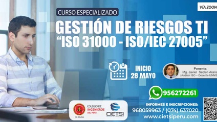 Product image for CURSO ESPECIALIZADO EN GESTIÓN DE RIESGOS DE SEGURIDAD DE LA INFORMACIÓN SEGÚN ISO 31000 E ISO/IEC 27005