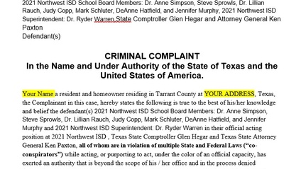 Product image for Tarrant County Northwest ISD Bond Cap Criminal Complaint