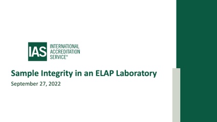 Product image for ELAP Webinar 20 - Sample Integrity in an ELAP Lab