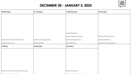 Product image for National Calendar Days for Kitchen Stores