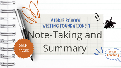 Product image for Middle School Writing Foundations 1: Note-Taking and Summary (Self-Paced)