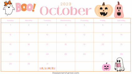Product image for October 2023 Calendar - Cute Halloween