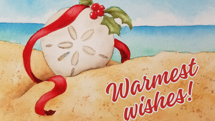 Product image for Watercolor Step by Step Tutorial Christmas Sand Dollar Card