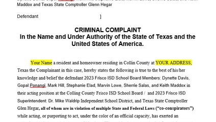 Product image for Collin County Frisco ISD Bond Cap Criminal Complaint