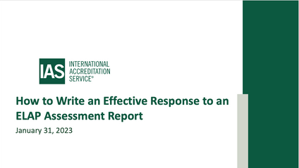 Product image for ELAP Webinar 21 - Writing Effective Responses to an ELAP Assessment Report