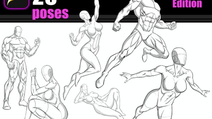 Product image for Procreate Pose Pack - 25 Superhero Figures - Vol. 2 