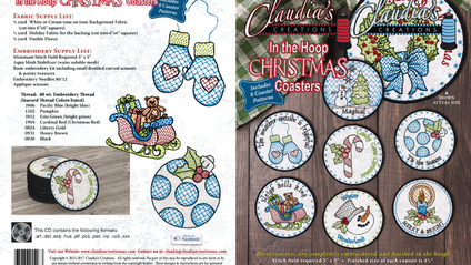 Product image for Claudia's "In the Hoop" Christmas Coasters