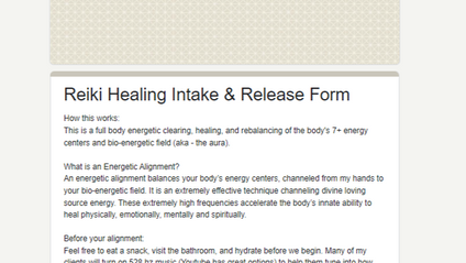 Product image for Reiki Client Intake & Release Form 