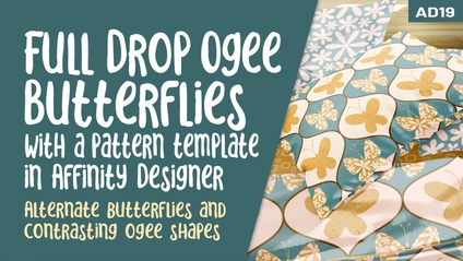 Product image for Affinity Designer 019 - Ogee Full Drop Reflected Repeat Butterfly Pattern with Template