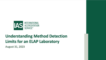 Product image for ELAP Webinar 23 - Method Detection Limits in an ELAP Laboratory