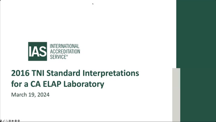 Product image for ELAP Webinar 25 - TNI Standard Interpretations for a CA ELAP Lab