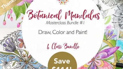 Product image for Masterclass Bundle 1: Draw, Color & Paint Botanical Mandalas