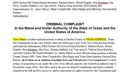 Product image for Denton County Denton ISD Bond Cap Criminal Complaint