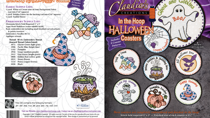 Product image for Claudia's "In the Hoop" Halloween Coasters