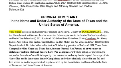 Product image for Rockwall County Rockwall ISD Bond Cap Criminal Complaint