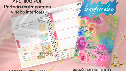 Product image for Agenda Semanal Flores Medio Oficio 