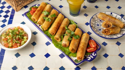 Product image for Moroccan Cigars with Ground Beef and Mushrooms (Phyllo Rolls)