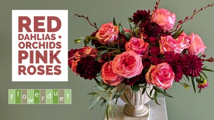 Product image for Flower Arranging Fridays: Red Dahlias and Orchids + Pink Roses