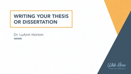 Product image for GE1205 - Writing Your Thesis or Dissertation