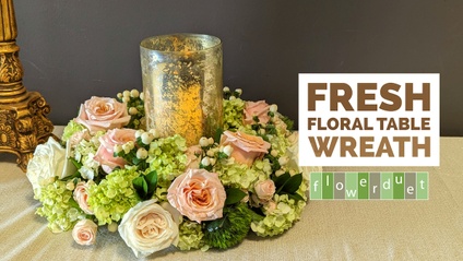 Product image for Flower Arranging Fridays: Peachy Keen Fresh Table Wreath