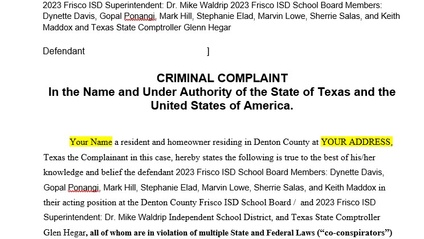 Product image for Denton County Frisco ISD Bond Cap Criminal Complaint