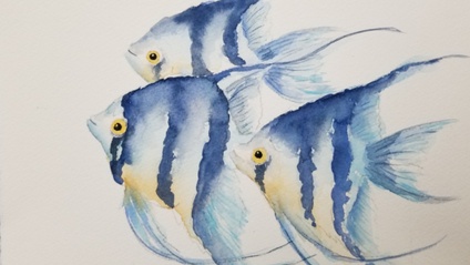 Product image for Watercolor Step-by-Step Tutorial Blue Angelfish