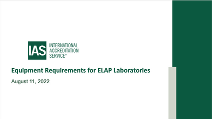 Product image for ELAP Webinar 19 - Equipment Requirements for ELAP Laboratories