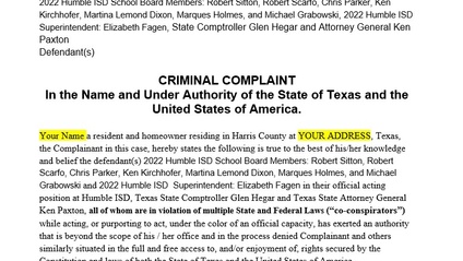 Product image for Harris County Humble ISD Bond Cap Criminal Complaint