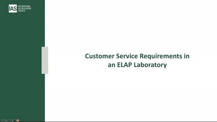 Product image for ELAP Webinar 22 - Customer Service Requirements in an ELAP Lab