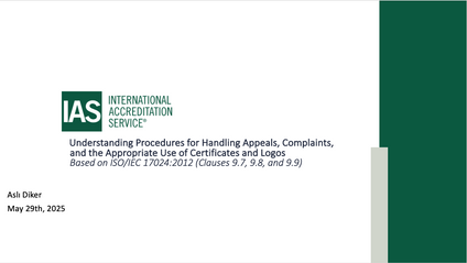 Product image for 3003-Understanding ISO/IEC 17024 for Personnel Certification Webinar 6 - Handling Appeals, Complaints, and Use of Certificates