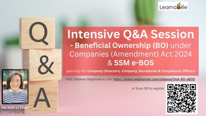 Product image for (English) Intensive Q&A Session - Beneficial Ownership (BO) under Companies (Amendment) Act 2024 & SSM e-BOS