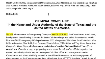 Product image for Montgomery County ISD Bond Cap Criminal Complaint