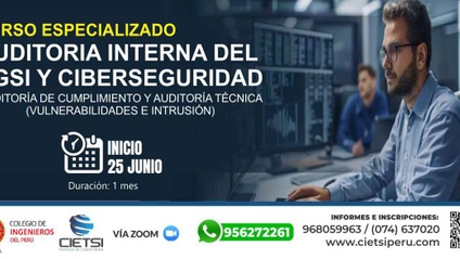 Product image for CURSO ESPECIALIZADO AUDITORIA INTERNA DEL SISTEMA DE GESTIÓN DE SEGURIDAD DE LA INFORMACIÓN Y CIBERSEGURIDAD 2025