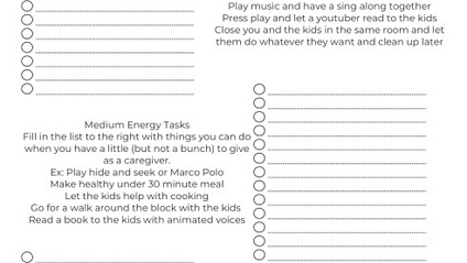 Product image for Caregiver energy list