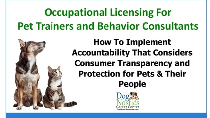 Product image for Occupational Licensing For Pet Trainers and Behavior Consultants
