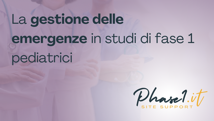 Product image for La gestione delle emergenze in studi di fase 1 pediatrici