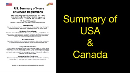 Product image for Hours of Service Summary For Canada and USA